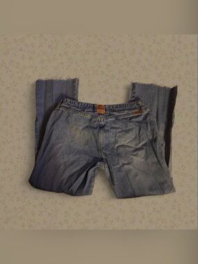 Vintage Y2K BONGO ‘Jessica Waistless’ cropped fringe jeans